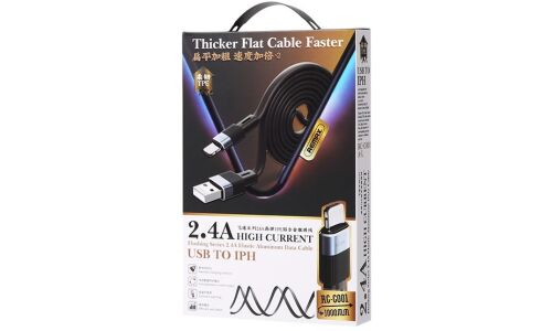 Кабель для мобильных устройств Remax Elastic Aliminium Data Cable, с USB на Lightning, 2.4А, 1м, чёрный, арт. RC-C001 A-L