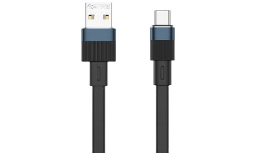 Кабель для мобильных устройств Remax Elastic Aliminium Data Cable, с USB на USB Type-C, 2.4А, 1м, чёрный, арт. RC-C001 A-C