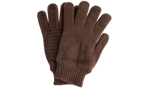 Перчатки полушерстяные Сибртех, двойные, коричневые, с ПВХ покрытием, 7 класс вязки, размер XXL, 1 пара, арт. 68634