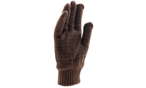 Перчатки полушерстяные Сибртех, двойные, коричневые, с ПВХ покрытием, 7 класс вязки, размер XXL, 1 пара, арт. 68634