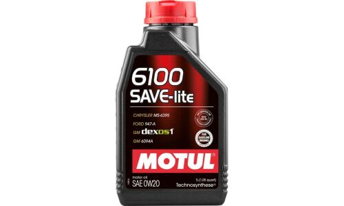 Масло моторное Motul 6100 Save-lite 0W20 синтетическое, API SN, ILSAC GF-5 для бензинового двигателя, 1л, арт. 108002