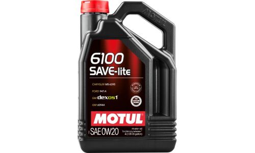 Масло моторное Motul 6100 Save-lite 0W20 синтетическое, API SN, ILSAC GF-5 для бензинового двигателя, 4л, арт. 108004