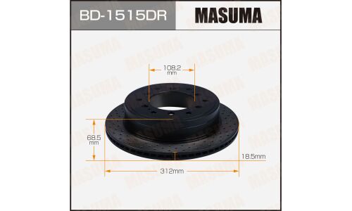 Диск тормозной Masuma перфорированный, задний, правый, для Toyota Land Cruiser Prado, 1 шт, арт. BD-1515DR
