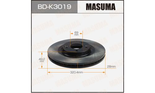 Диск тормозной Masuma, передний, правый/левый, для Hyundai Santa Fe, 1 шт, арт. BD-K3019