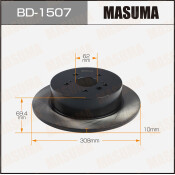 Диск тормозной Masuma, задний, правый/левый, для Toyota Highlander, 1 шт, арт. BD-1507