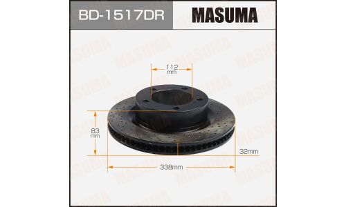 Диск тормозной Masuma перфорированный, передний, правый, для Toyota Land Cruiser, 1 шт, арт. BD-1517DR