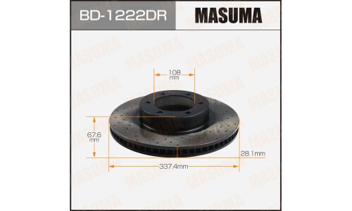 Диск тормозной Masuma перфорированный, передний, правый, для Toyota Land Cruiser Prado, 1 шт, арт. BD-1222DR