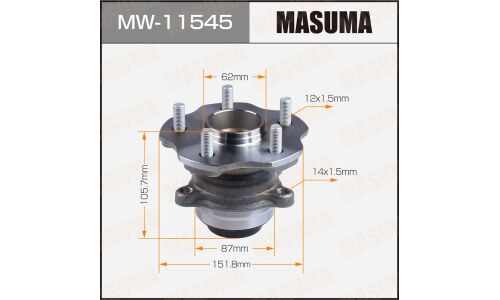 Ступица колеса Masuma, с ABS, задняя, для Lexus RX200t / RX450h, арт. MW-11545