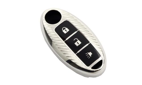 Чехол на смарт-ключ Nissan, полиуретан, 3 кнопки (кнопка сигнализации), белый цвет
