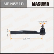 Наконечник рулевой тяги Masuma, для Nissan Qashqai / X-Trail, Renault Koleos, арт. ME-N581R