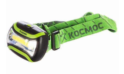 Фонарь налобный Космос, LED, на батарейках 3хAA, 3 режима, широкий угол освещения, арт. KOC-H3WCOBLED