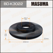 Диск тормозной Masuma, передний, правый/левый, для KIA Rio, Hyundai Solaris, 1 шт, арт. BD-K3022