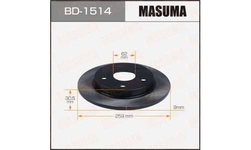 Диск тормозной Masuma, задний, правый/левый, для Toyota Corolla / Auris, 1 шт, арт. BD-1514