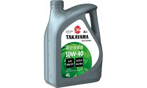 Масло моторное Takayama 10w40, полусинтетическое, API SN/CF, ACEA A3/B4, JASO M-2, универсальное, 4л, арт. 605517