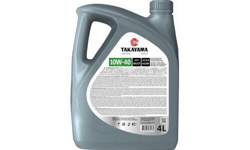 Масло моторное Takayama 10w40, полусинтетическое, API SN/CF, ACEA A3/B4, JASO M-2, универсальное, 4л, арт. 605517