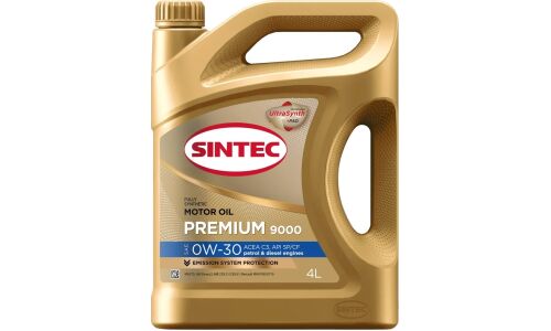 Масло моторное Sintec Premium 9000 0w30, синтетическое, API SP/CF, ACEA C3, универсальное, 4л, арт. 322766/600111
