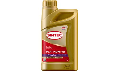 Масло моторное Sintec Platinum 7000 0w20, синтетическое, API SP, ILSAC GF-6A, для бензинового двигателя, 1л, арт. 801985/600162