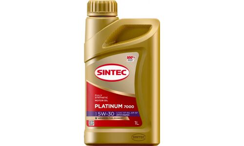 Масло моторное Sintec Platinum 7000 5w30, синтетическое, API SP, ILSAC GF-6A, для бензинового двигателя, 1л, арт. 600152