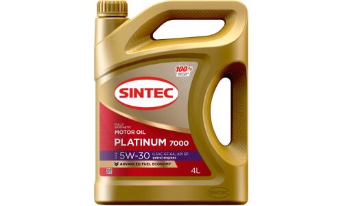 Масло моторное Sintec Platinum 7000 5w30, синтетическое, API SP, ILSAC GF-6A, для бензинового двигателя, 4л, арт. 600153