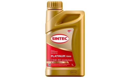 Масло моторное Sintec Platinum 7000 5w30, синтетическое, API SL/CF, ACEA A3/B4, для бензинового двигателя, 1л, арт. 600143/801938
