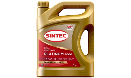 Масло моторное Sintec Platinum 7000 5w30, синтетическое, API SL/CF, ACEA A3/B4, для бензинового двигателя, 4л, арт. 600144/801939