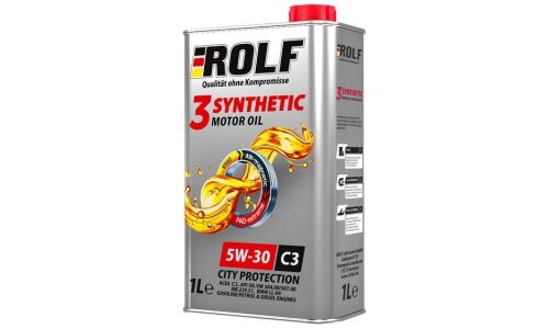 Масло моторное Rolf 3-Synthetic 5w30, синтетическое, API SN, ACEA C3, универсальное, 1л, арт. 322617