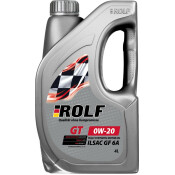 Масло моторное Rolf GT 0w20, синтетическое, API SP, ILSAC GF-6A, для бензинового двигателя, 4л, арт. 322754