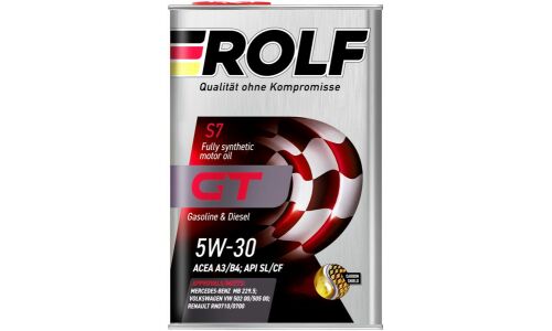 Масло моторное Rolf GT 5w30, синтетическое, API SL/CF, ACEA A3/B3/B4, универсальное, 4л, арт. 322620