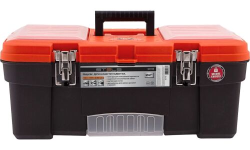 Ящик для инструментов STELS 22", размер 560х235х285 мм, металлические замки, арт. 90748