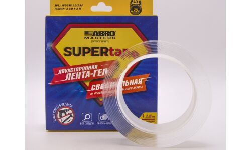 Лента клейкая двусторонняя ABRO, акриловая, 30мм x 3м, прозрачная, арт. TGE-030-1.5-3-RE