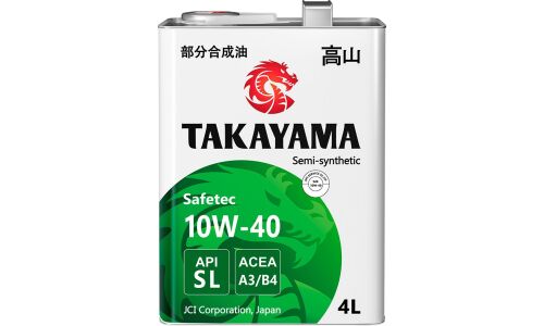 Масло моторное Takayama Safetec 10w40, полусинтетическое, API SL/CF, ACEA A3/B4, универсальное, 4л, арт. 605047