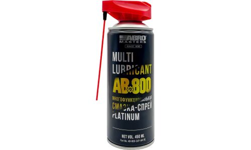 Смазка проникающая (жидкий ключ) ABRO Masters Platinum Multi Lubricant, многоцелевая, антикоррозийная, аэрозоль 450мл (с мульти-позиционным распылителем 2в1), арт. AB-800-CAP-AM-RE