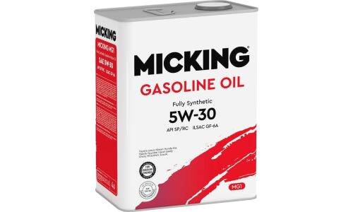 Масло моторное Micking Gasoline Oil MG1 5w30, синтетическое, API SP RC, ILSAC GF-6A, для бензинового двигателя, 4л, арт. M2128