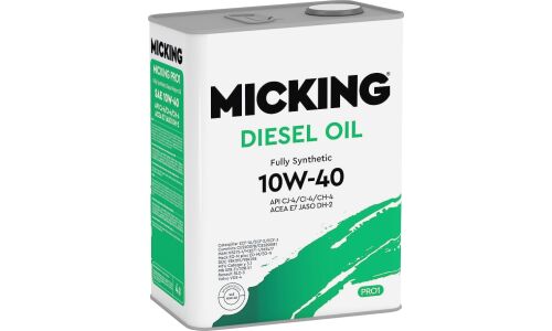 Масло моторное Micking Diesel Oil PRO1 10w40, синтетическое, API CJ-4, ACEA E7/A3/B3, JASO DH-2, для дизельного двигателя, 4л, арт. M1134