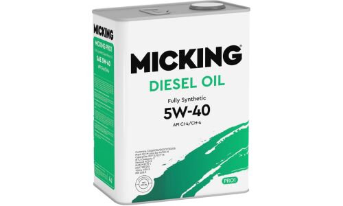 Масло моторное Micking Diesel Oil PRO1 5w40, синтетическое, API CI-4, для дизельного двигателя, 4л, арт. M1156