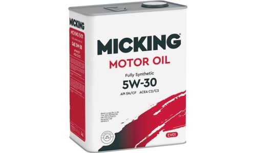 Масло моторное Micking Motor Oil EVO1 5w30, синтетическое, API SN/CF, ACEA C2/C3, JASO DL-1, универсальное, 4л, арт. M3123