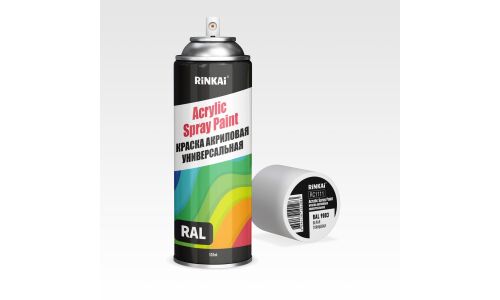 Краска аэрозольная Rinkai Acrylic Spray Paint, акриловая, многоцелевая, белая глянцевая, цветовой код RAL 9003, 520мл, арт. RC1111