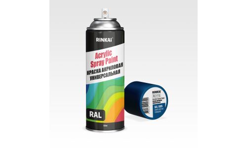 Краска аэрозольная Rinkai Acrylic Spray Paint, акриловая, многоцелевая, светло-синяя, цветовой код RAL 5005, 520мл, арт. RC1115