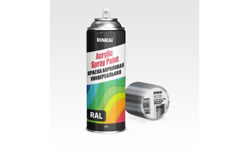 Краска аэрозольная Rinkai Acrylic Spray Paint, акриловая, многоцелевая, цвет «хром», 520мл, арт. RC1120