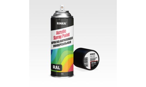 Краска аэрозольная Rinkai Acrylic Spray Paint, акриловая, многоцелевая, чёрная, термостойкая, 520мл, арт. RC1121
