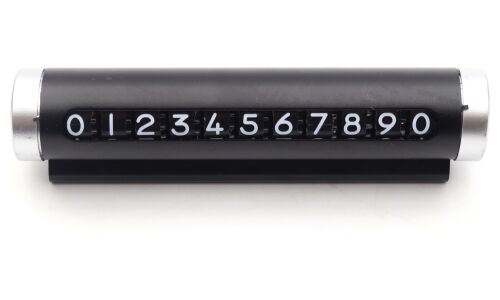 Табличка с номером телефона (автовизитка), с поворотными дисками с цифрами (+ключ для вращения), чёрная