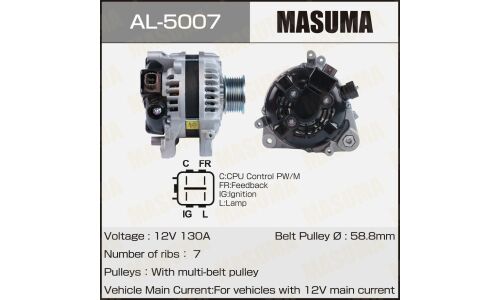 Генератор MASUMA, HONDA / R20A2, R20A3 (14V/130A)