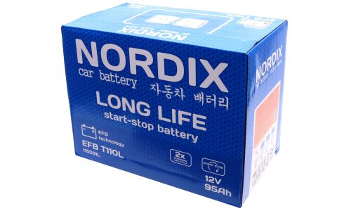 Аккумулятор Nordix T-110/115D31L, 95Ач, CCA 760А, необслуживаемый, технология EFB (Китай)