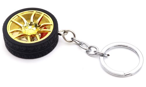 Брелок на ключи серии «Деталь автомобиля», золотое литье на резине, с тормозным диском и суппортом