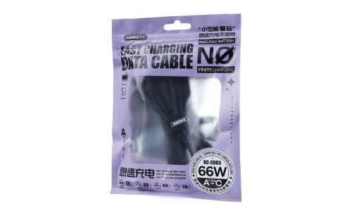 Кабель для мобильных устройств Remax Bosu 66W All-Compatible Fast Charging Data Cable, с USB на USB Type-C, 1.2м, чёрный, арт. RC-C065 F-C
