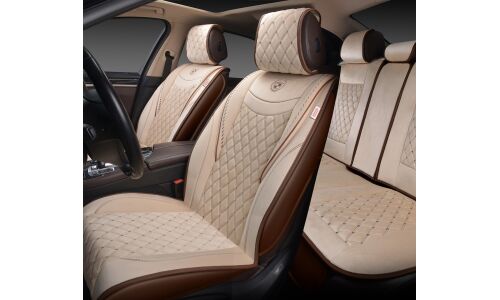 Чехлы-накидки Autopremier Brilliant, для переднего и заднего ряда, стеганая алькантара, бежевый цвет, 4 предмета, арт. BRL1600