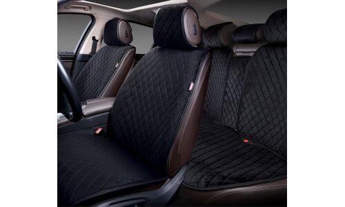 Чехлы-накидки Autopremier Alcantra Luxe, для переднего и заднего ряда, стеганая алькантара, черный цвет, 4 предмета, арт. ALL1000