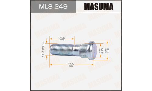 Шпилька колесная Masuma, для Subaru, M12x1.25(R), длина 46.6мм, арт. MLS-249