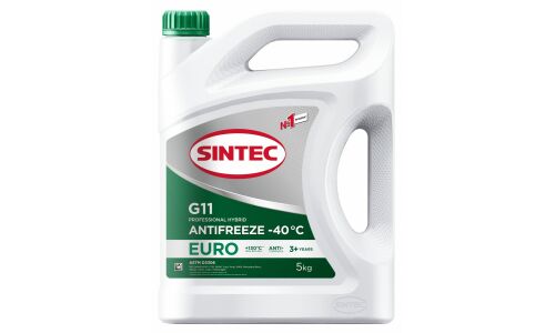 Антифриз Sintec Antifreeze Euro G11, зелёный, -40°C, 5кг, арт. 990554