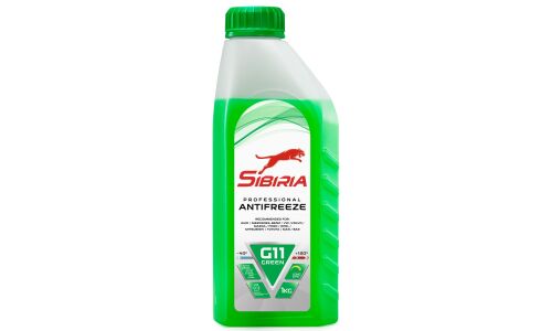 Антифриз Sibiria Professional Antifreeze G11, зелёный, флуоресцентный, -40°C, 1кг, арт. 800256